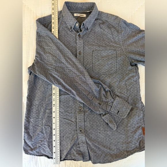 🇬🇧 Ben Sherman Mod Fit Button-Down Shirt Navy Blazer Polka Dot 100% Cotton XL 🇬🇧 - Picture 14 of 14